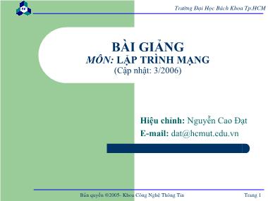 Bài giảng môn Lập trình mạng - Chương 0: Khái quát về mạng máy tính, TCP/IP