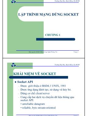 Bài giảng môn Lập trình mạng - Chương 1: Lập trình mạng dùng Socket