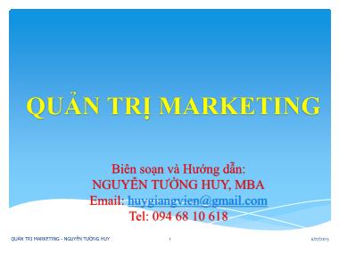 Bài giảng môn Quản trị Marketing - Chương 2: Chiến lược marketing - Nguyễn Tường Huy