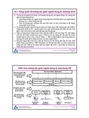 Bài giảng môn Tin học đối tượng - Chương 10: Tương tác giữa người dùng & chương trình