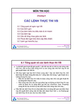 Bài giảng môn Tin học đối tượng - Chương 8: Các lệnh thực thi VB