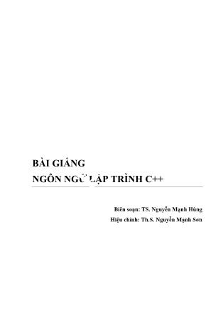 Bài giảng Ngôn ngữ lập trình c++