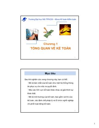 Bài giảng Nguyên lý kế toán - Chương 1: Tổng quan về kế toán - Ths. Trần Tuyết Thanh