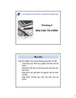 Bài giảng Nguyên lý kế toán - Chương 2: Báo cáo tài chính - Ths. Trần Tuyết Thanh