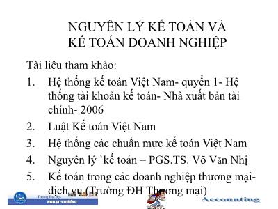 Bài giảng Nguyên lý kế toán và kế toán doanh nghiệp