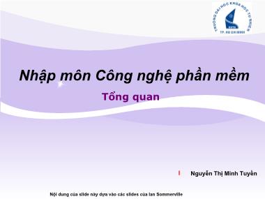 Bài giảng Nhập môn Công nghệ phần mềm - Bài 1: Tổng quan về Công nghệ phần mềm