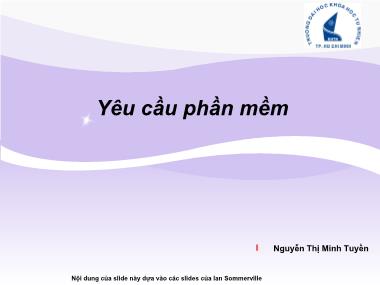 Bài giảng Nhập môn Công nghệ phần mềm - Bài 3: Yêu cầu phần mềm