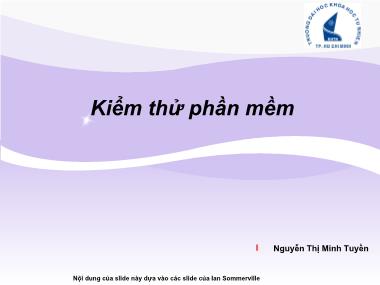 Bài giảng Nhập môn Công nghệ phần mềm - Bài 8: Kiểm thử phần mềm