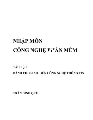 Bài giảng Nhập môn Công nghệ phần mềm