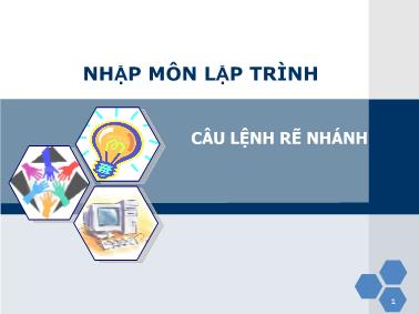 Bài giảng Nhập môn lập trình - Chủ đề 3: Các cấu trúc điều khiển - Phần 1: Câu lệnh rẽ nhánh