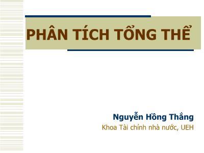 Bài giảng Phân tích tổng thể - Nguyễn Hồng Thắng