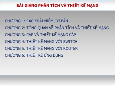 Bài giảng Phân tích và thiết kế mạng