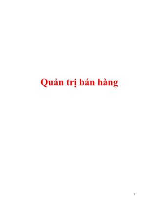 Bài giảng Quản trị bán hàng