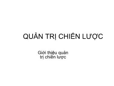 Bài giảng Quản trị chiến lược