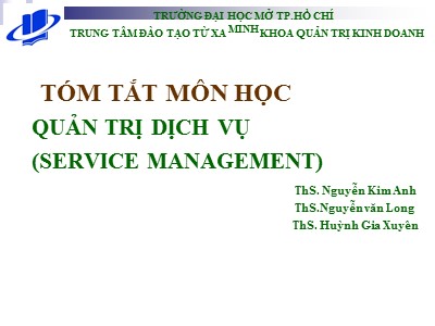 Bài giảng Quản trị dịch vụ (Service Management) - Bài 1: Tổng quan về quản trị dịch vụ