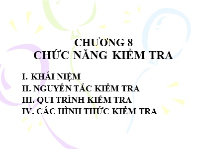 Bài giảng Quản trị học - Chương 8: Chức năng kiểm tra