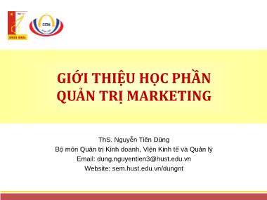 Bài giảng Quản trị marketing - Chương 0: Giới thiệu học phần quản trị marketing