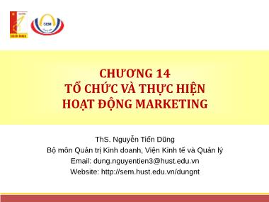 Bài giảng Quản trị Marketing - Chương 14: Tổ chức và thực hiện hoạt động marketing