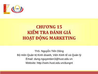 Bài giảng Quản trị Marketing - Chương 15: Kiểm tra đánh giá hoạt động marketing