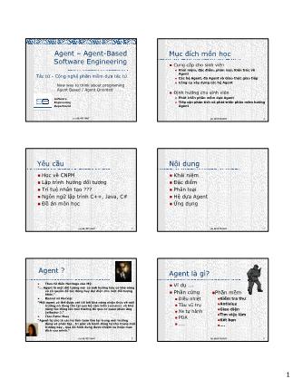 Bài giảng Tác tử - Công nghệ phần mềm dựa tác tử (Agent – Agent-Based Software Engineering)