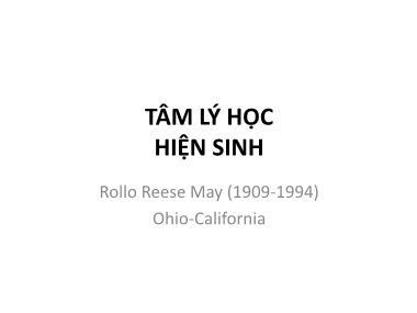 Bài giảng Tâm lý học hiện sinh