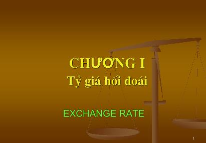 Bài giảng Thanh toán quốc tế - Chương I: Tỷ giá hối đoái (Exchange Rate)