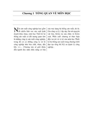 Bài giảng Thiết kế hệ thống sản xuất - Chương 1: Tổng quan về môn học thiết kế hệ thống sản xuất