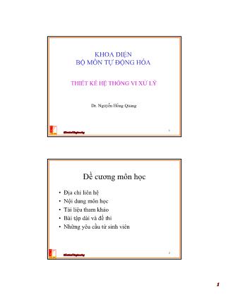 Bài giảng Thiết kế hệ thống vi xử lý - Tuần 1: Giới thiệu hệ thống