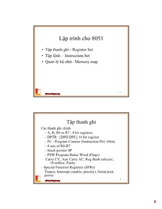 Bài giảng Thiết kế hệ thống vi xử lý - Tuần 5: Giới thiệu về phần mềm Assembler 8051, chưong trình dịch (Phần 1)