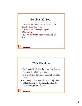 Bài giảng Thiết kế hệ thống vi xử lý - Tuần 7: Bộ dịnh thời và nguyên lý hoạt động