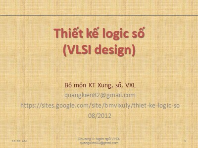 Bài giảng Thiết kế logic số (VLSI design) - Chương II: Ngôn ngữ VHDL (Phần 3)