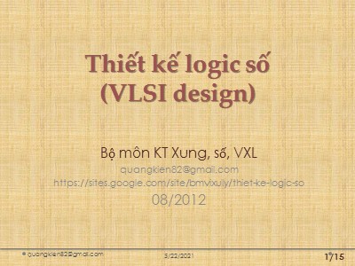 Bài giảng Thiết kế logic số (VLSI design) - Chương III: Thiết kế các khối số thông dụng (Phần 4)