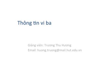 Bài giảng Thông tin viba