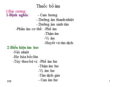 Bài giảng Thuốc bổ âm