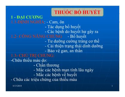 Bài giảng Thuốc bổ huyết