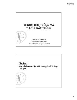 Bài giảng Thuốc khử trùng và thuốc sát trùng