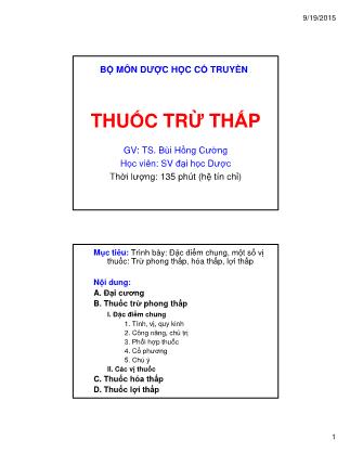 Bài giảng Thuốc trừ thấp - TS. Bùi Hồng Cường