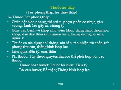 Bài giảng Thuốc trừ thấp