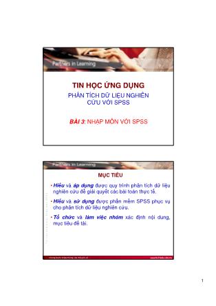 Bài giảng Tin học ứng dụng - Bài 3: Nhập môn với SPSS