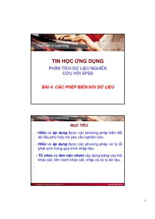 Bài giảng Tin học ứng dụng - Bài 4: Các phép biến đổi dữ liệu