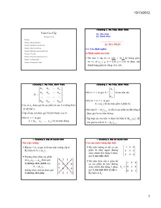 Bài giảng Toán cao cấp - Chương 1: Ma trận, định thức