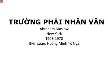 Bài giảng Trường phái nhân văn