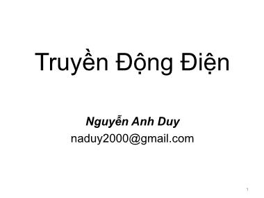 Bài giảng Truyền động điện - Chương 1: Những vấn đề chung về hệ truyền động điện