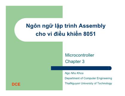 Bài giảng Vi điều khiển - Chương 3: Ngôn ngữ lập trình Assembly cho vi điều khiển 8051