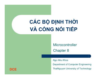 Bài giảng Vi điều khiển - Chương 8: Các bộ định thời và cổng nối tiếp