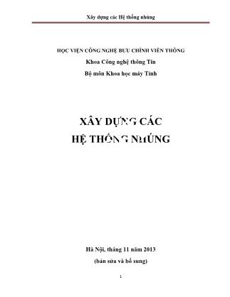 Bài giảng Xây dựng các Hệ thống nhúng