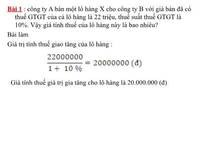 Bài tập thuế giá trị gia tăng