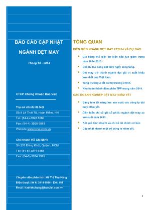 Báo cáo Cập nhật ngành dệt may - Năm 2014