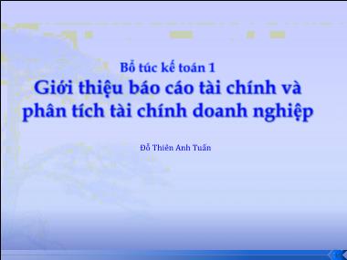 Bổ túc Kế toán 1 - Giới thiệu bào cáo tài chính và phân tích tài chính doanh nghiệp