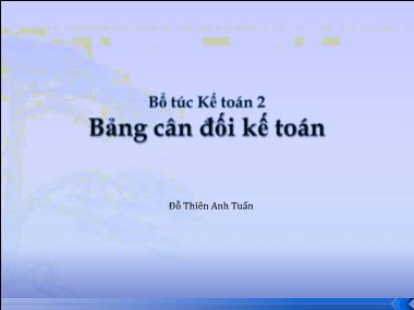 Bổ túc Kế toán 2 - Bảng cân đối kế toán